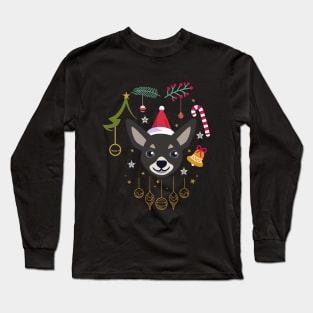 chihuahua christmas bells lights funny xmas dog lover Long Sleeve T-Shirt